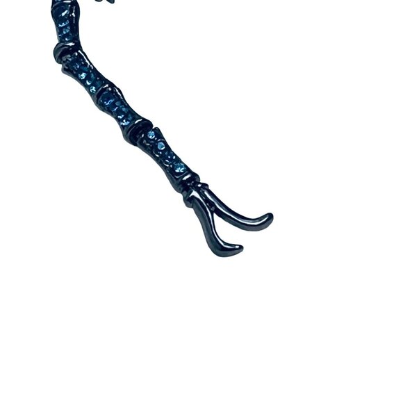 Dragonfly Brooch Pendant Articulated Tail Gunmetal Tone Blue/AB Rhinestones - Picture 4 of 11